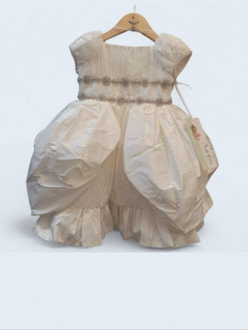 Boutique - Christie Helene - Dupioni Silk Dress with Crystal & Bonnet